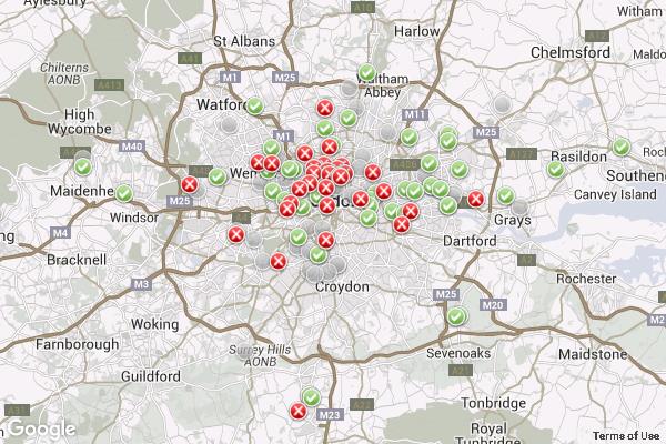 Annual objectives for sites in 2012 - Does London pass or fail air quality limits?